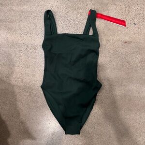 Left on Friday Palm Green One-Piece Streamline Swimsuit Small